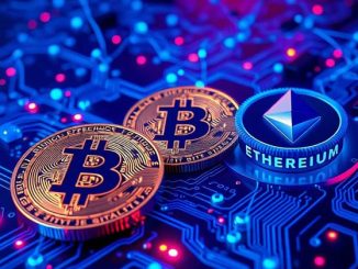 Des jetons de bitcoin et d'ethereum illustrant un article plus général sur la blockchain.